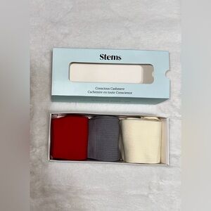 Stems Cashmere Sock Trio - Red, Gray, Cream
